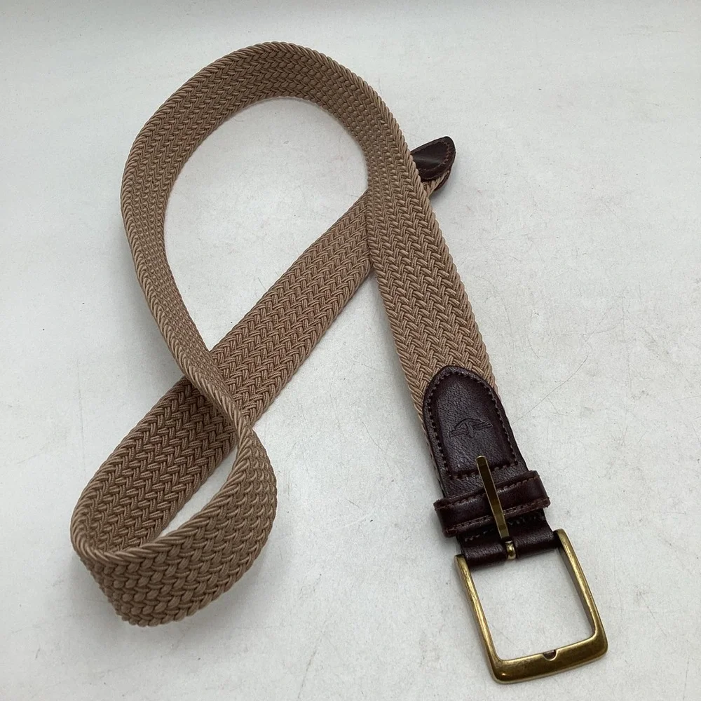 Dockers Mens Braided Elastic Stretch Belt Tan Brown Leather 36 11DK0223